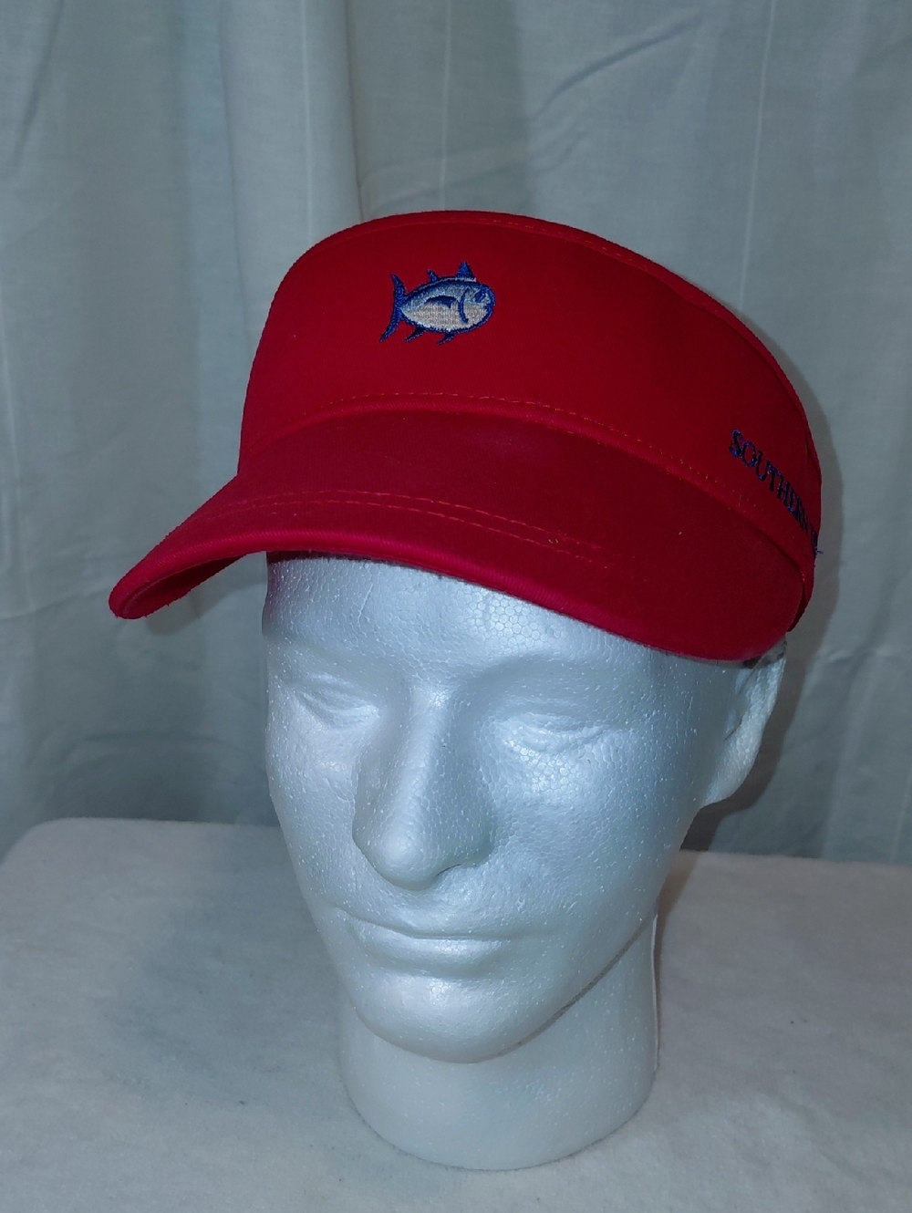 Southern Tide Red Visor with Blue Skipper Jack Fish Logo